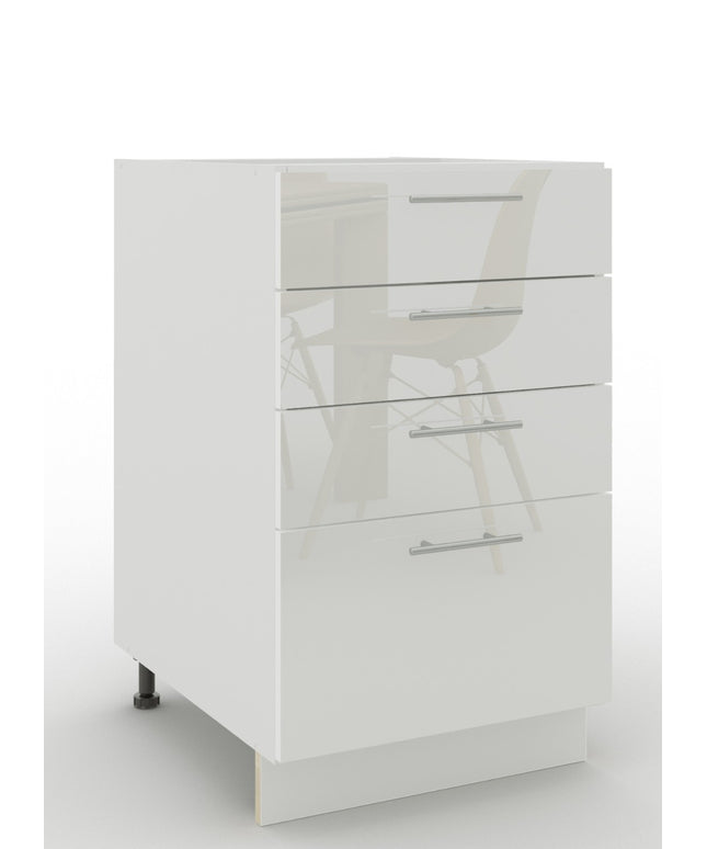 JD Greta Adjustable Legs Kitchen Drawer Unit 500mm - White Gloss