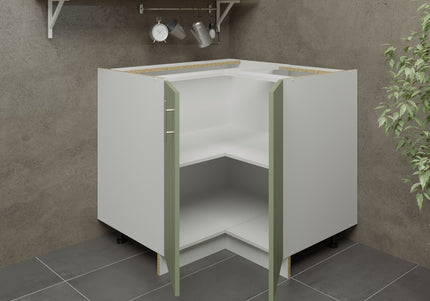 JD Greta Kitchen Adjustable 900mm Corner Base Cabinet - Sage Green Matt