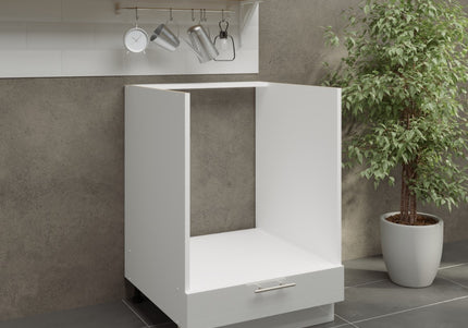 JD Greta Adjustable Legs Kitchen Oven Unit 600mm - White Gloss