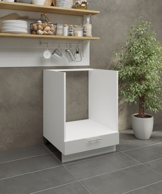 JD Greta Adjustable Legs Kitchen Oven Unit 600mm - White Gloss