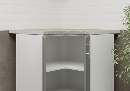 JD Greta NOT Adjustable Kitchen Base Corner Unit - Grey Matt With Worktop