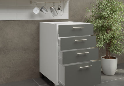JD Greta Adjustable Legs Kitchen Drawer Unit 500mm - Grey Matt