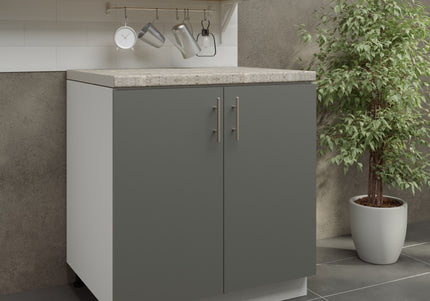 JD Greta Adjustable Legs Kitchen Sink Unit 800mm  - Grey Matt with Worktop