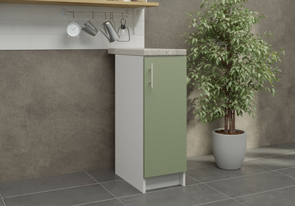JD Greta Fixed Height Kitchen Base Unit 300mm - Sage Green Matt With Worktop