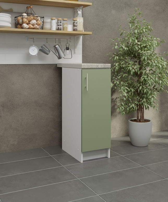 JD Greta Fixed Height Kitchen Base Unit 300mm - Sage Green Matt With Worktop