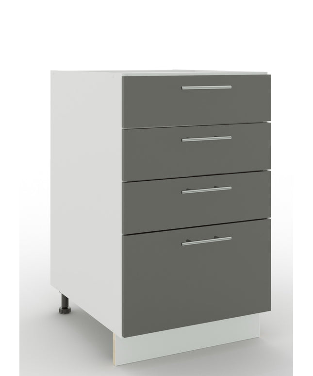 JD Greta Adjustable Legs Kitchen Drawer Unit 500mm - Grey Matt