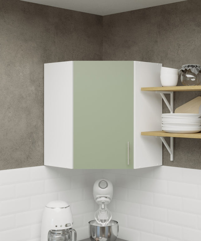 JD Greta Kitchen Wall Corner Unit 600mm Cabinet With Door 60cm - Sage Green Matt