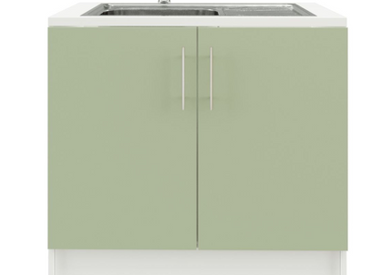 JD Greta 1000mm Utility Sink Unit With Tap Kitchen Base Cabinet - Sage Green