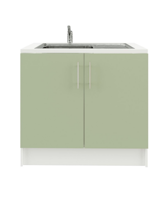 JD Greta 1000mm Utility Sink Unit With Tap Kitchen Base Cabinet - Sage Green