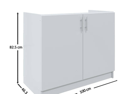 JD Greta Kitchen Fixed Height 1000mm Sink Base Cabinet - Cashmere Matt