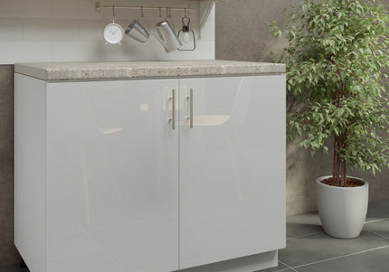 JD Greta Adjustable Legs Kitchen Sink Unit 1000mm  - White Gloss with Worktop