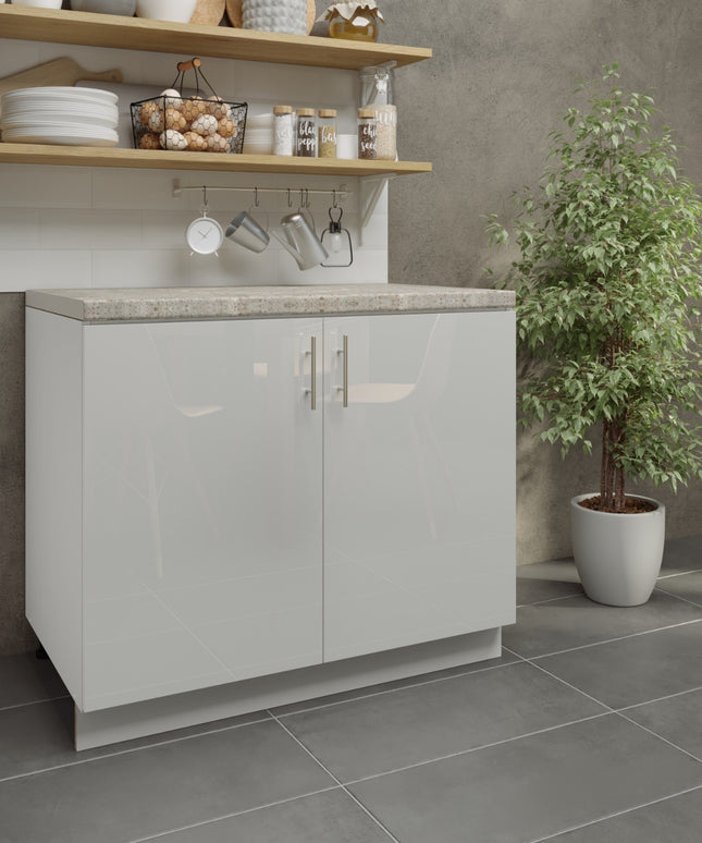 JD Greta Adjustable Legs Kitchen Sink Unit 1000mm  - White Gloss with Worktop