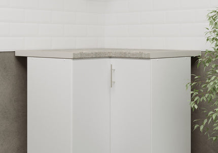 JD Greta NOT Adjustable Kitchen Base Corner Unit - White Matt With Worktop