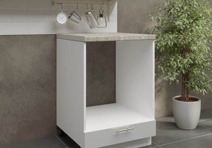 JD Greta Adjustable Legs Kitchen Oven Unit 600mm - White Gloss (With Worktop)
