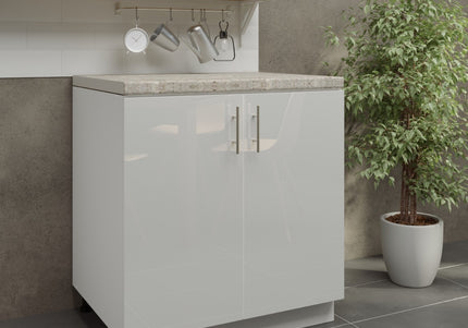 JD Greta Adjustable Legs Kitchen Sink Unit 800mm  - White Gloss with Worktop