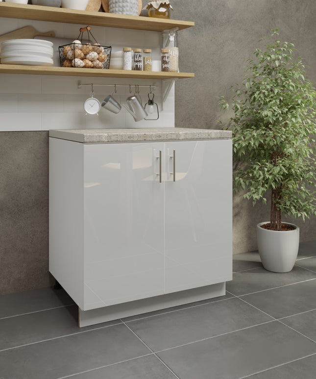 JD Greta Adjustable Legs Kitchen Sink Unit 800mm  - White Gloss with Worktop