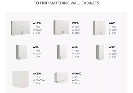 JD Greta Kitchen Wall Unit 1000mm Kitchen Cabinet - Grey Matt