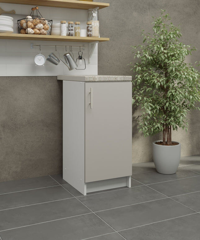 JD Greta Fixed Height Kitchen Base Unit 400mm - Cashmere Matt With Worktop