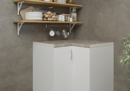 JD Greta Adjustable Legs Kitchen Corner Unit - White Matt (With Worktop)