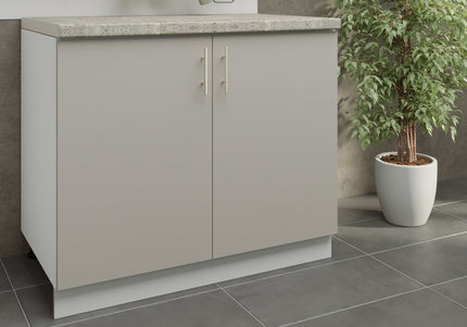 JD Greta Kitchen Adjustable 1000mm Base Cabinet - Cashmere Matt with Worktop