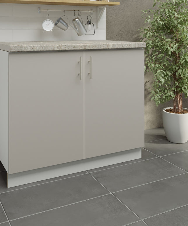 JD Greta Kitchen Adjustable 1000mm Base Cabinet - Cashmere Matt with Worktop