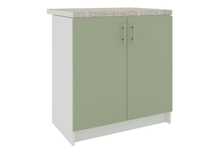 JD Greta Kitchen Fixed Height 800mm Sink Cabinet - Sage Green Matt With Worktop