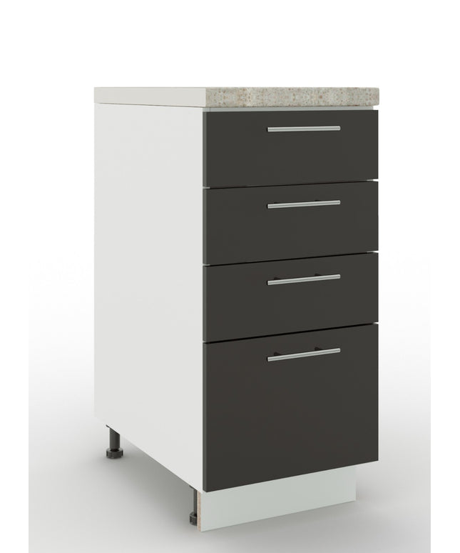 JD Greta Adjustable Legs Kitchen Drawer Unit 400mm - Dark Grey  (With Worktop)