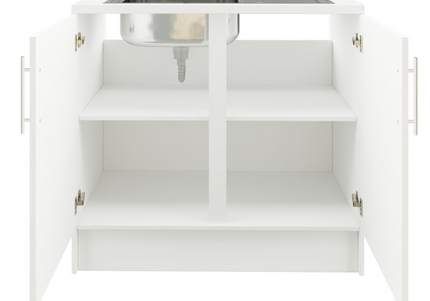 JD Greta 1000mm Utility Room Sink Unit With Tap, Kitchen Base Cabinet - White