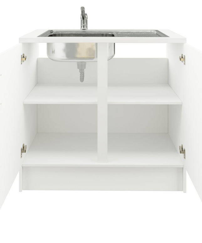 JD Greta 1000mm Utility Room Sink Unit With Tap, Kitchen Base Cabinet - White