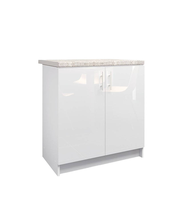 JD Greta Kitchen Sink Unit Fixed Height 800mm Cabinet – White Gloss With Worktop