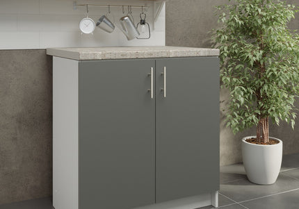 JD Greta NOT Adjustable Kitchen Base Unit 800mm - Grey Matt (With Worktop)