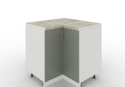 JD Greta Adjustable Legs Kitchen Corner Unit - Grey Matt (With Worktop)