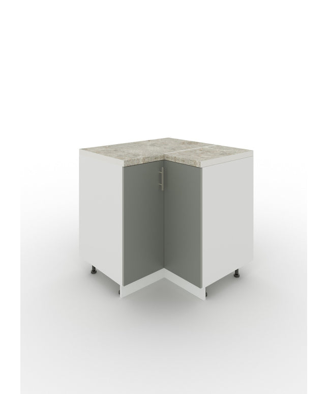 JD Greta Adjustable Legs Kitchen Corner Unit - Grey Matt (With Worktop)