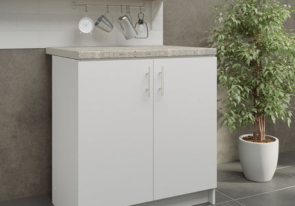 JD Greta NOT Adjustable Kitchen Base Unit 800mm - White Matt (With Worktop)