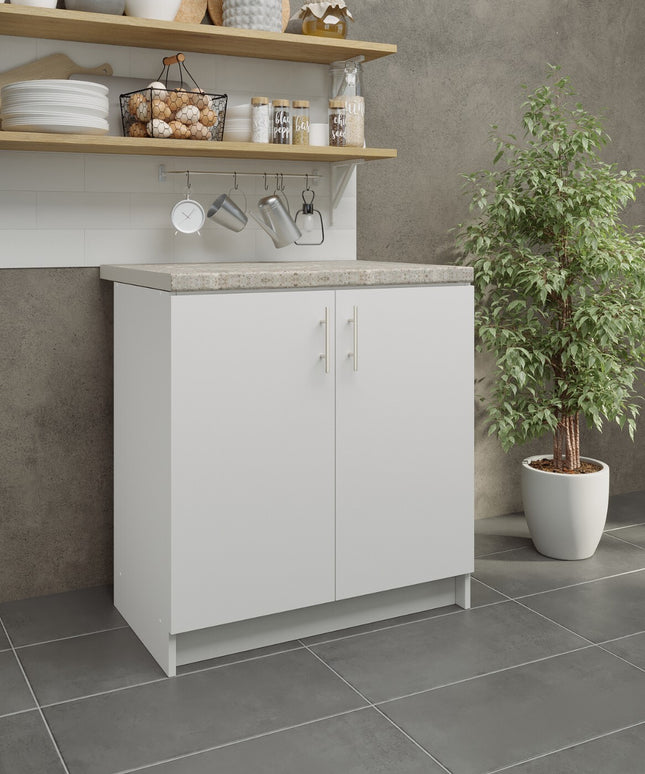 JD Greta NOT Adjustable Kitchen Base Unit 800mm - White Matt (With Worktop)