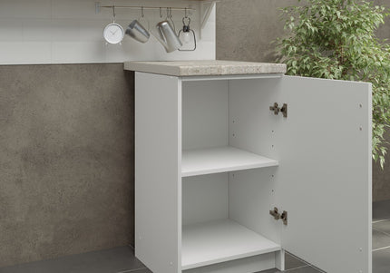 JD Greta NOT Adjustable Kitchen Base Unit 500mm - White Matt (With Worktop)