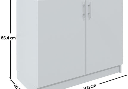 JD Greta NOT Adjustable Kitchen Base Unit 1000mm - White Gloss (With Worktop)