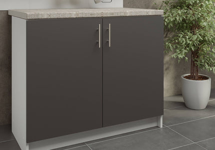 JD Greta Kitchen Sink Unit Fixed Height 1000mm Cabinet – Dark Grey With Worktop