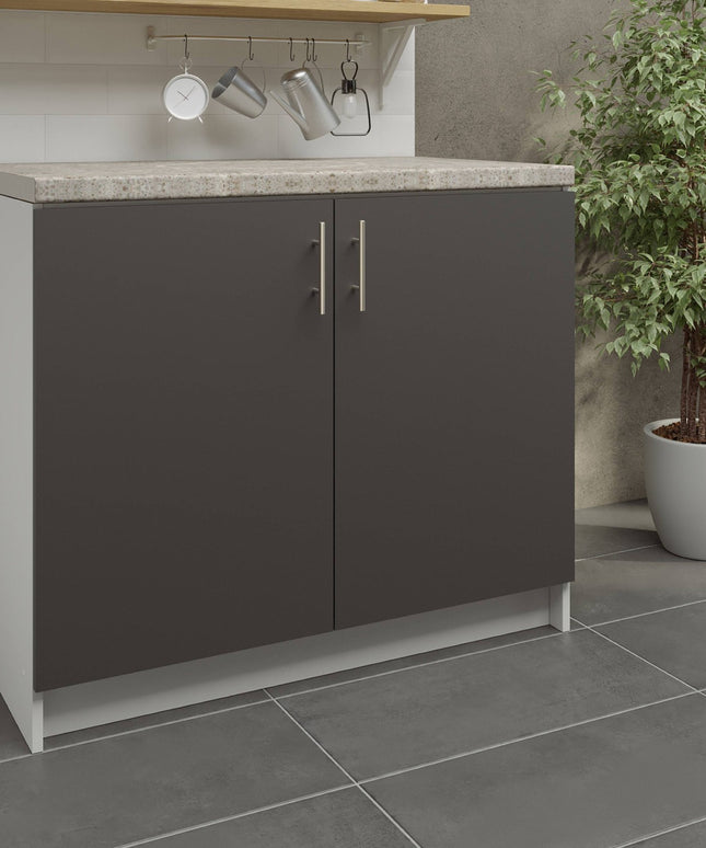 JD Greta Kitchen Sink Unit Fixed Height 1000mm Cabinet – Dark Grey With Worktop