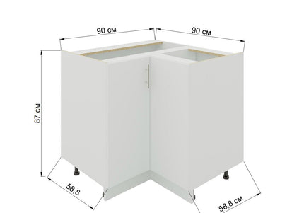 JD Greta Kitchen Adjustable 900mm Corner Base Cabinet - Navy Matt