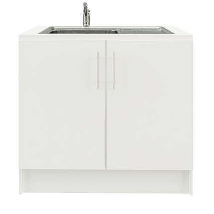 JD Greta 1000mm Utility Room Sink Unit With Tap, Kitchen Base Cabinet - White