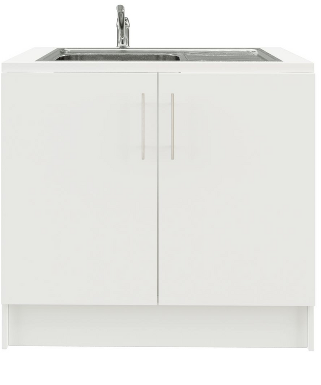 JD Greta 1000mm Utility Room Sink Unit With Tap, Kitchen Base Cabinet - White