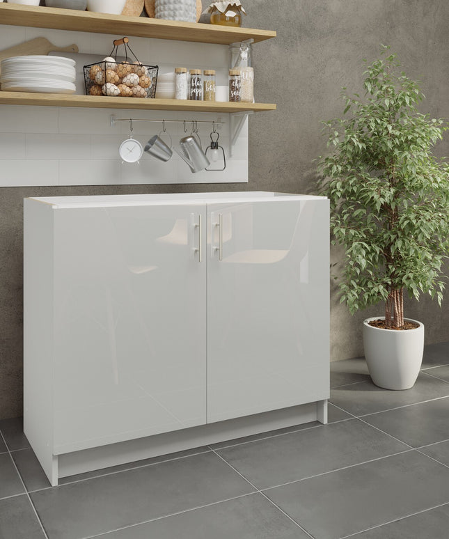 JD Greta NOT Adjustable Kitchen Base Unit 1000mm - White Gloss