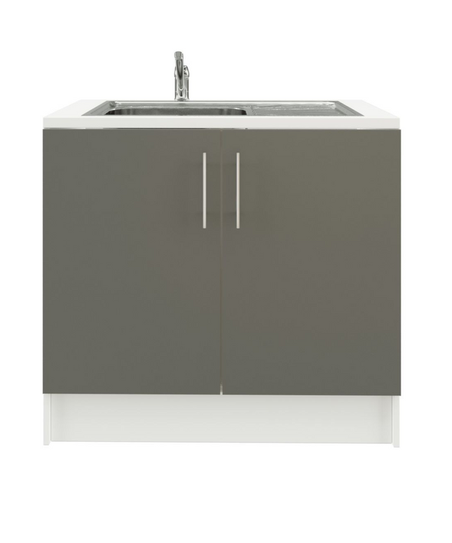 JD Greta 1000mm Utility Room Sink Unit With Tap, Kitchen Base Cabinet - Grey
