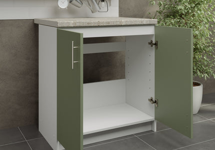 JD Greta Kitchen Fixed Height 800mm Sink Cabinet - Sage Green Matt With Worktop