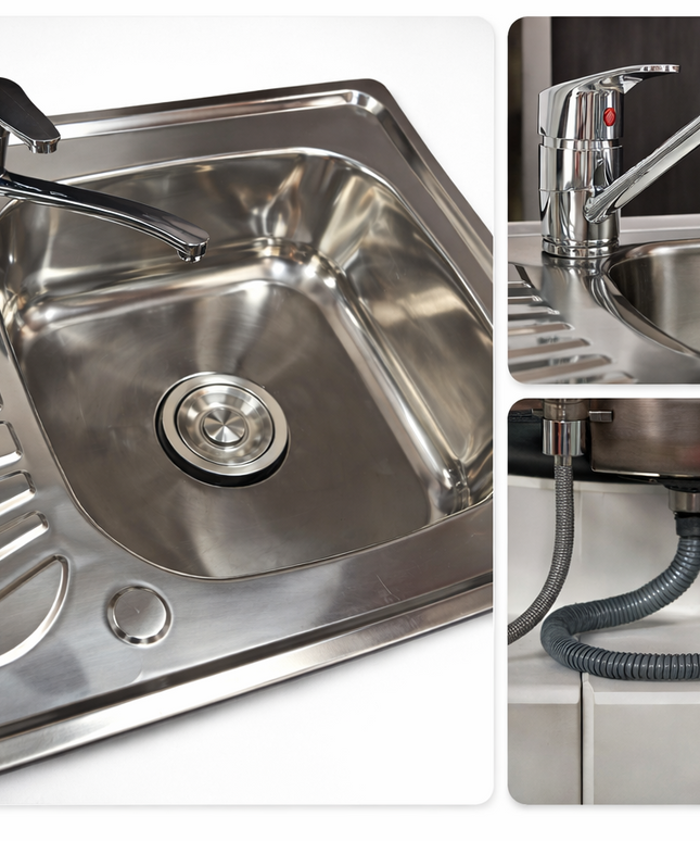 JD Greta 1000mm Utility Sink Unit With Tap Kitchen Base Cabinet - Cashmere Matt