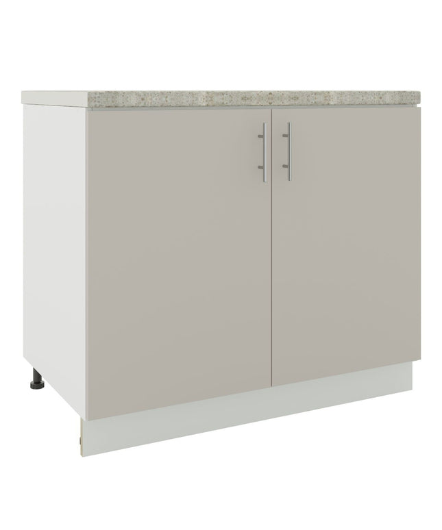 JD Greta Kitchen Adjustable 1000mm Base Cabinet - Cashmere Matt with Worktop