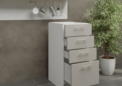 JD Greta Kitchen Fixed Height 400mm Base Drawer Cabinet - Cashmere Matt