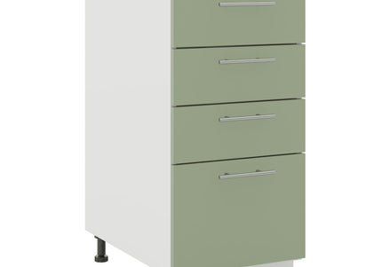 JD Greta Kitchen Adjustable 400mm Drawer Cabinet - Sage Green Matt with Worktop
