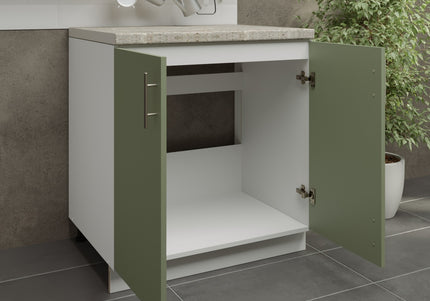 JD Greta Kitchen Adjustable 800mm Sink Cabinet - Sage Green Matt with Worktop
